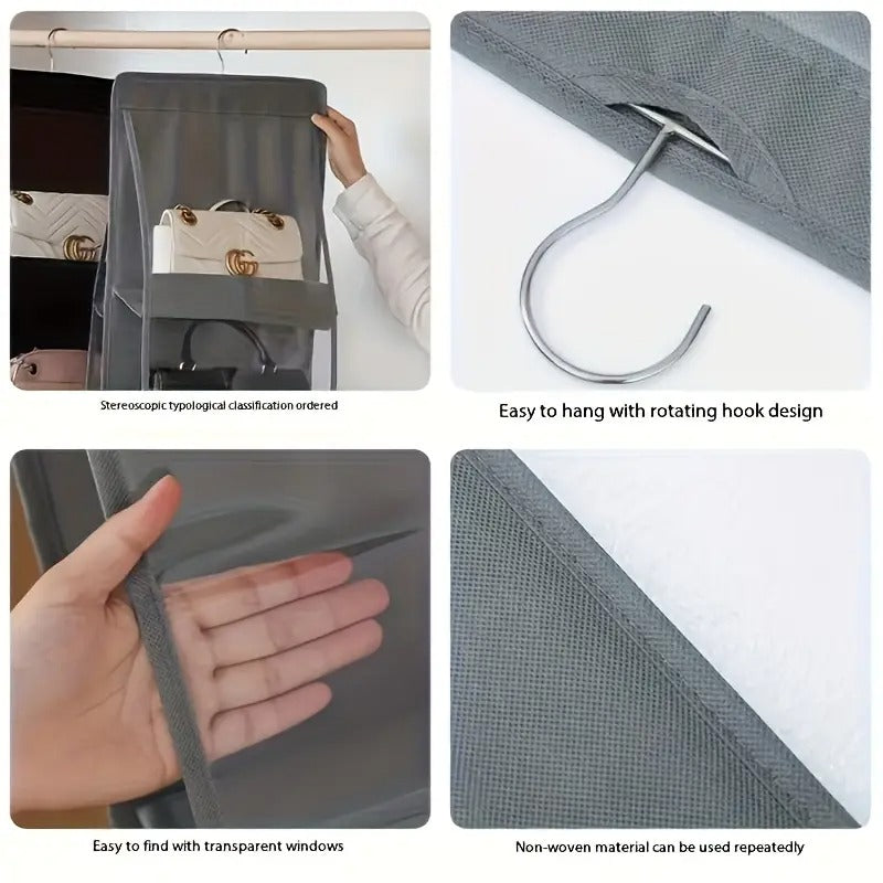 Sleek Grid - Double Side Hand Bag Hanging Organizer