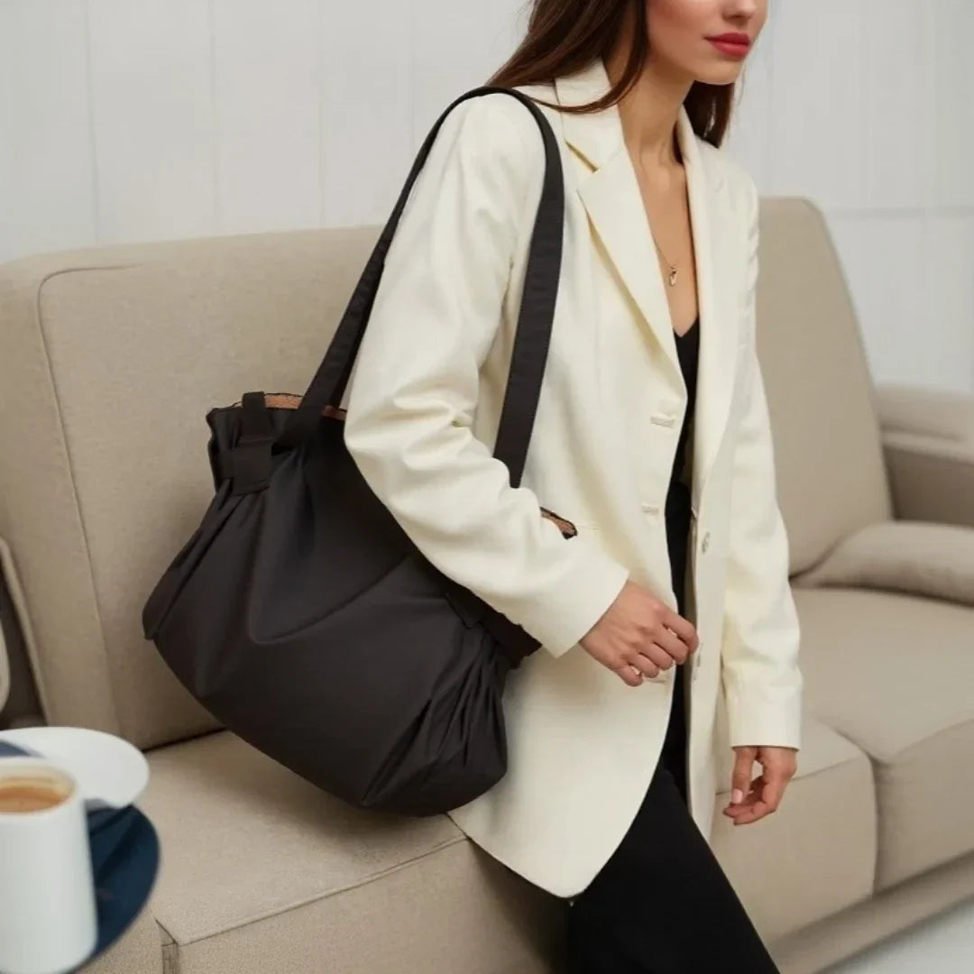Fully Opening Canvas Shoulder Bag