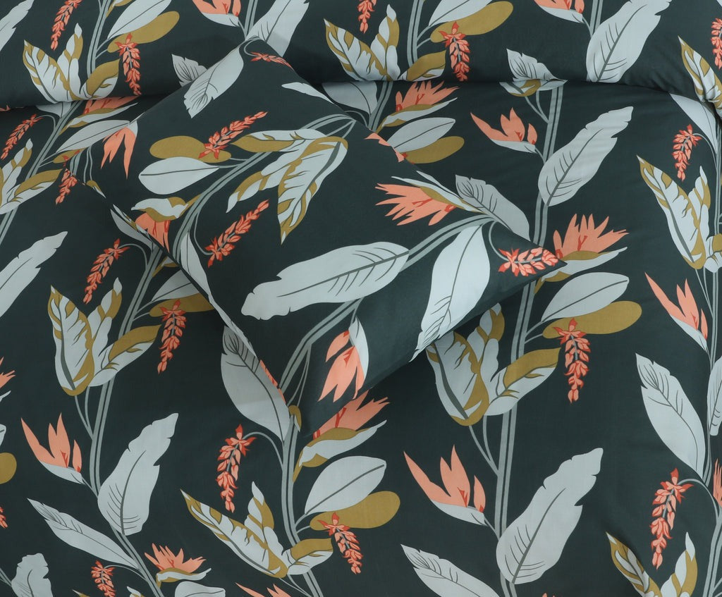 Moss Green Printed Bed Sheet Set – King Size