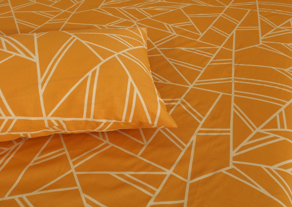 Tuscan Orange Printed Bed Sheet Set – King Size
