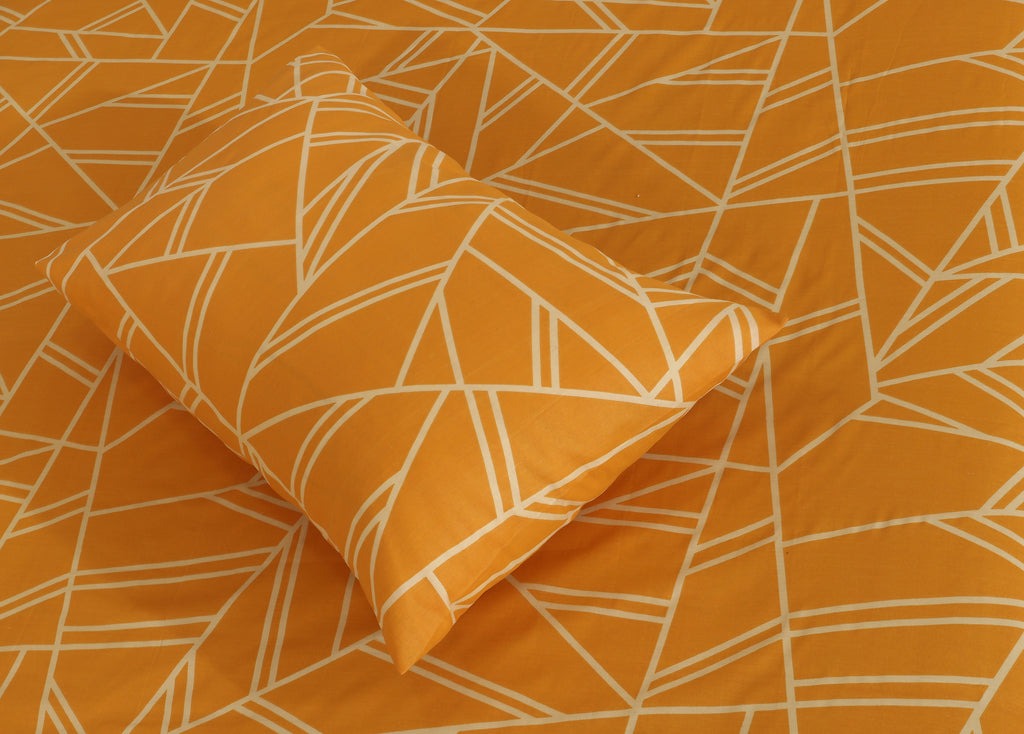 Tuscan Orange Printed Bed Sheet Set – King Size