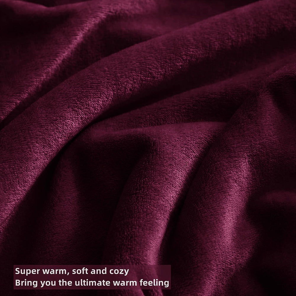 Flannel Moonlight Burgundy Winter Blanket - Soft Mink Fleece Throw
