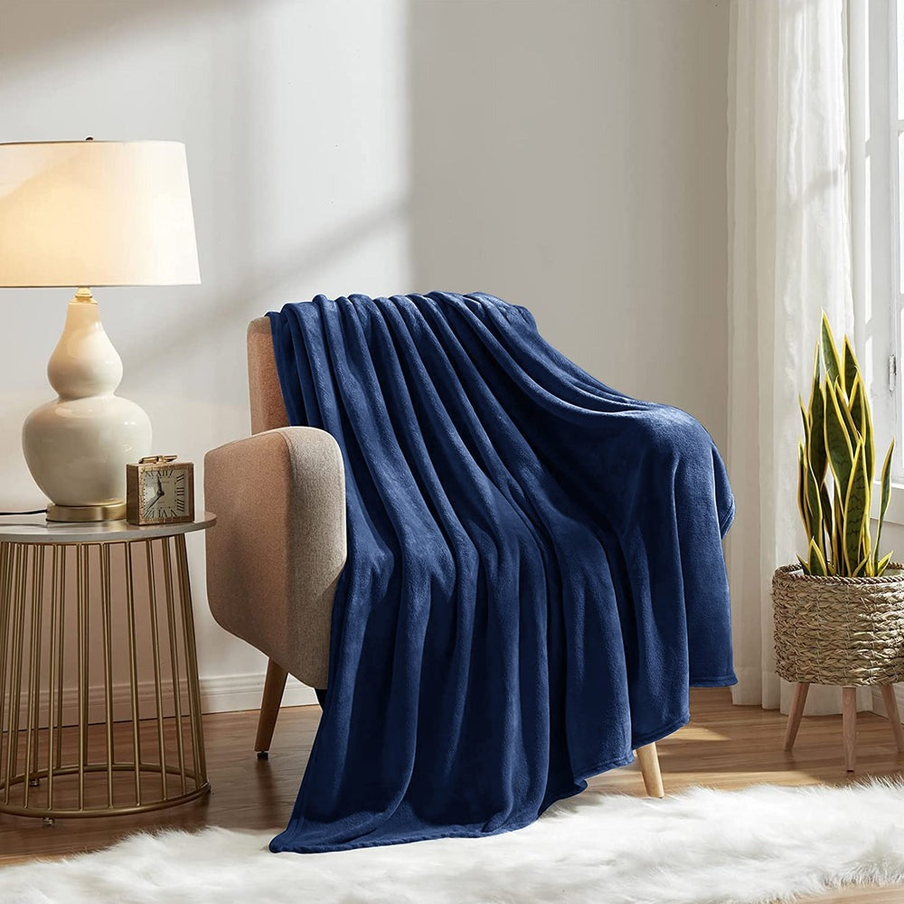 Flannel Moonlight Blue Winter Blanket - Soft Mink Fleece Throw
