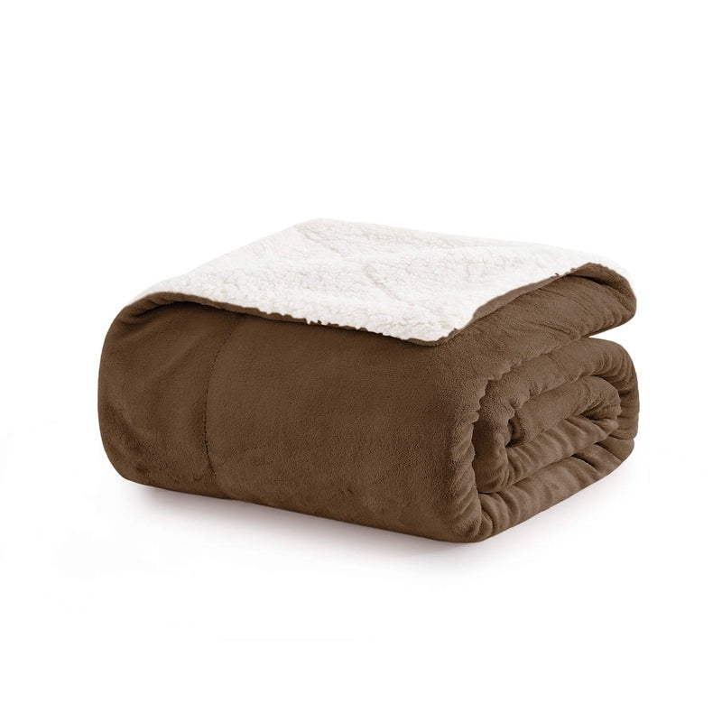 Ultra Soft Reversible Sherpa Throw Blanket – Chocolate | Luxurious Comfort for Every Home