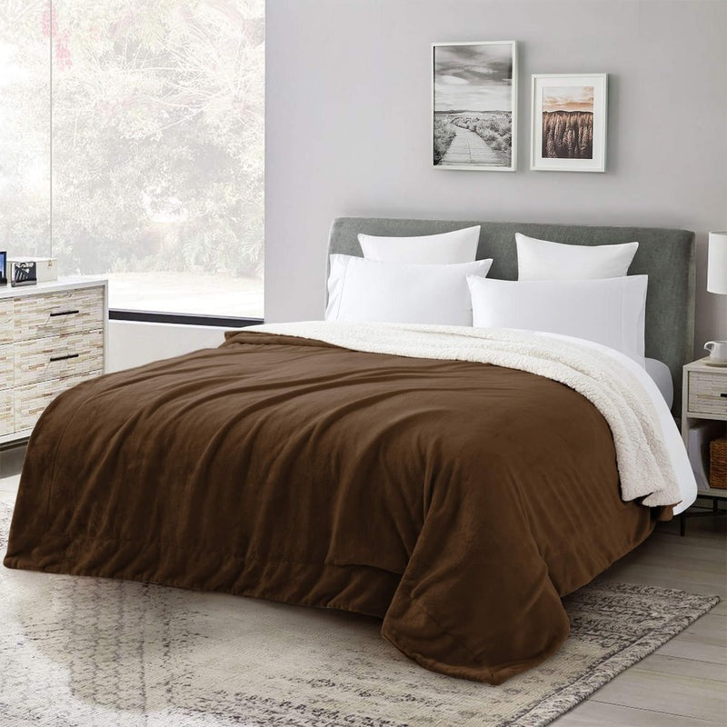 Ultra Soft Reversible Sherpa Throw Blanket – Chocolate | Luxurious Comfort for Every Home