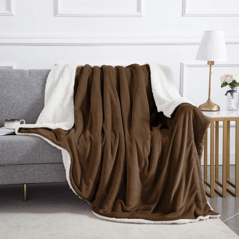 Ultra Soft Reversible Sherpa Throw Blanket – Chocolate | Luxurious Comfort for Every Home