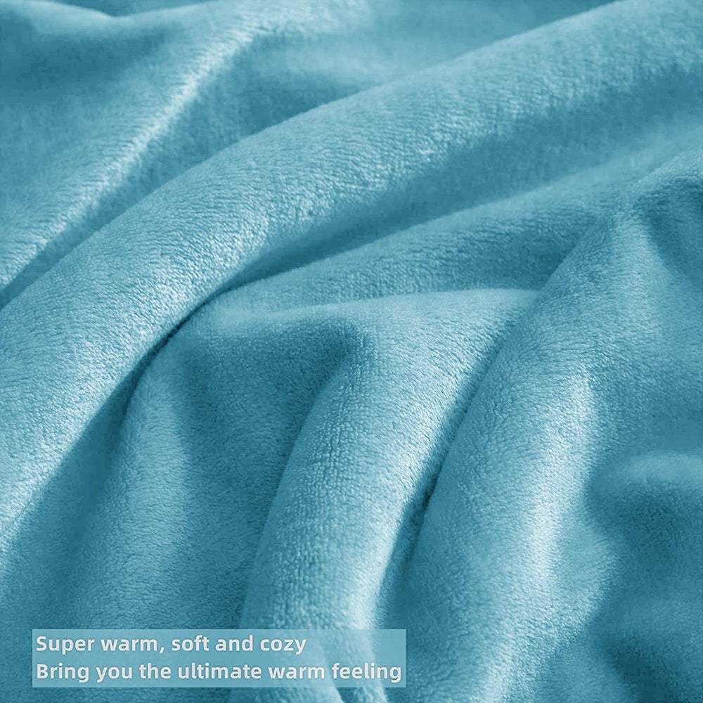 Flannel Moonlight Sky Blue Winter Blanket - Soft Mink Fleece Throw