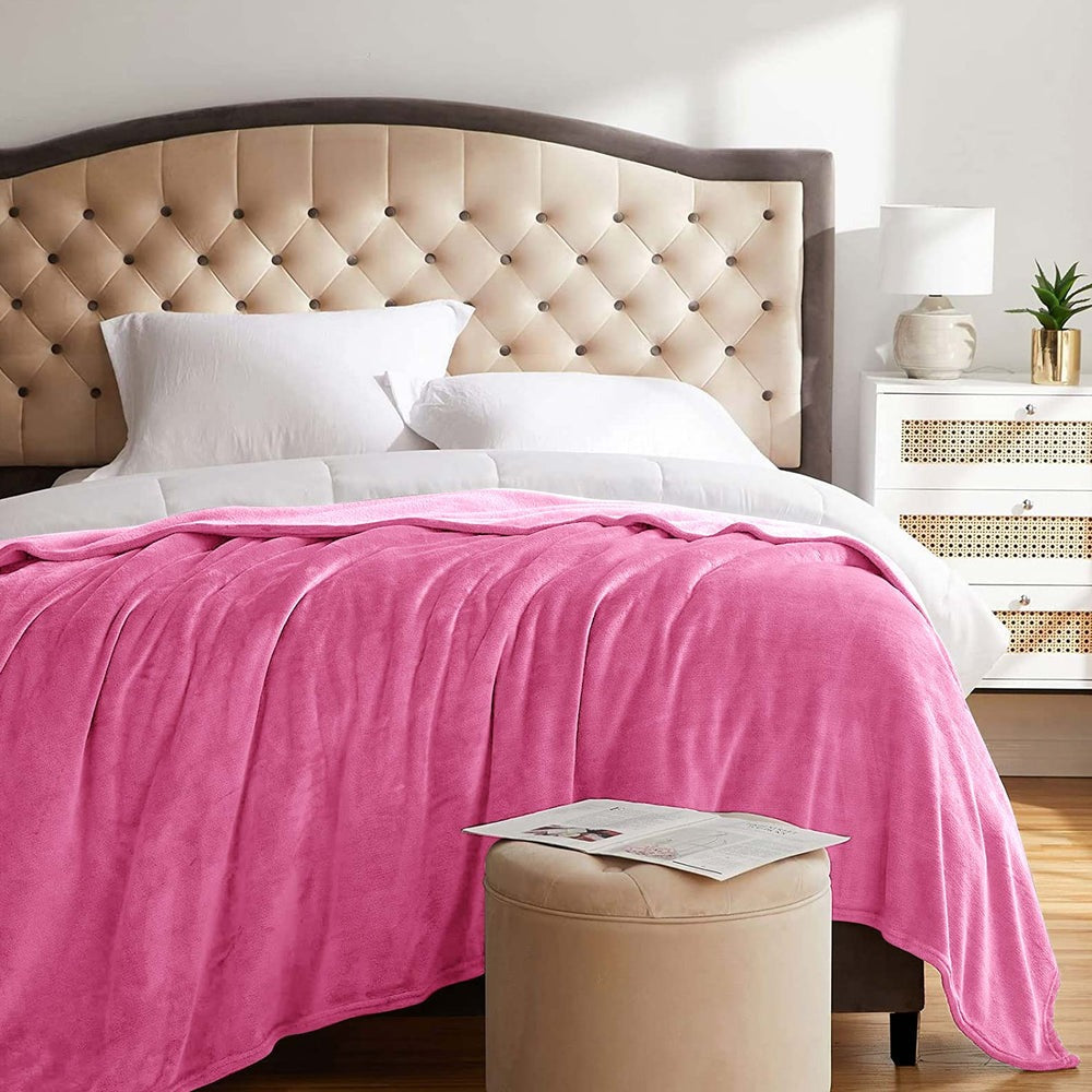 Flannel Moonlight Pink Winter Blanket - Soft Mink Fleece Throw