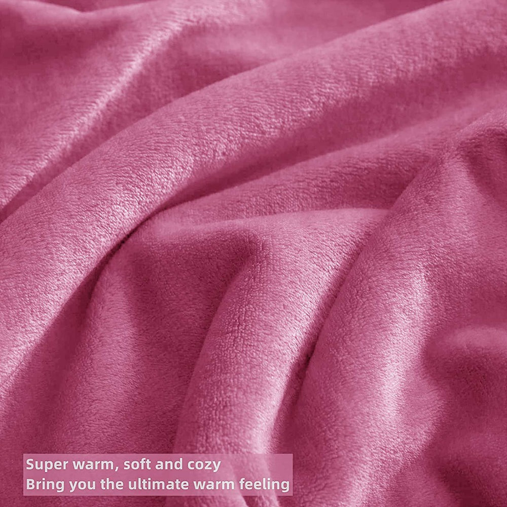 Flannel Moonlight Pink Winter Blanket - Soft Mink Fleece Throw