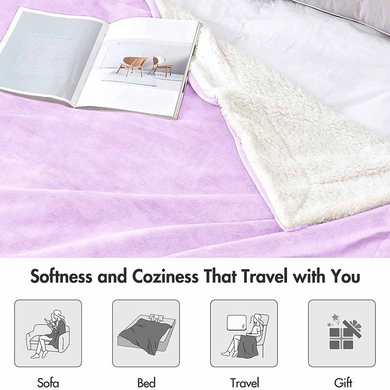 Ultra Soft Reversible Sherpa Throw Blanket – Lilac | Luxurious Comfort for Every Home