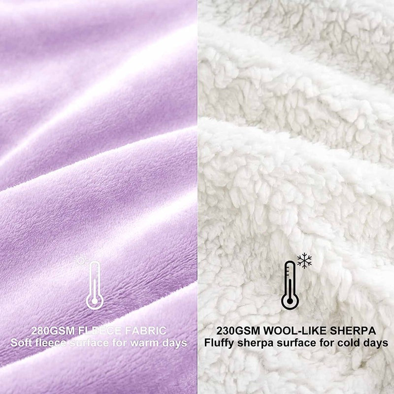 Ultra Soft Reversible Sherpa Throw Blanket – Lilac | Luxurious Comfort for Every Home