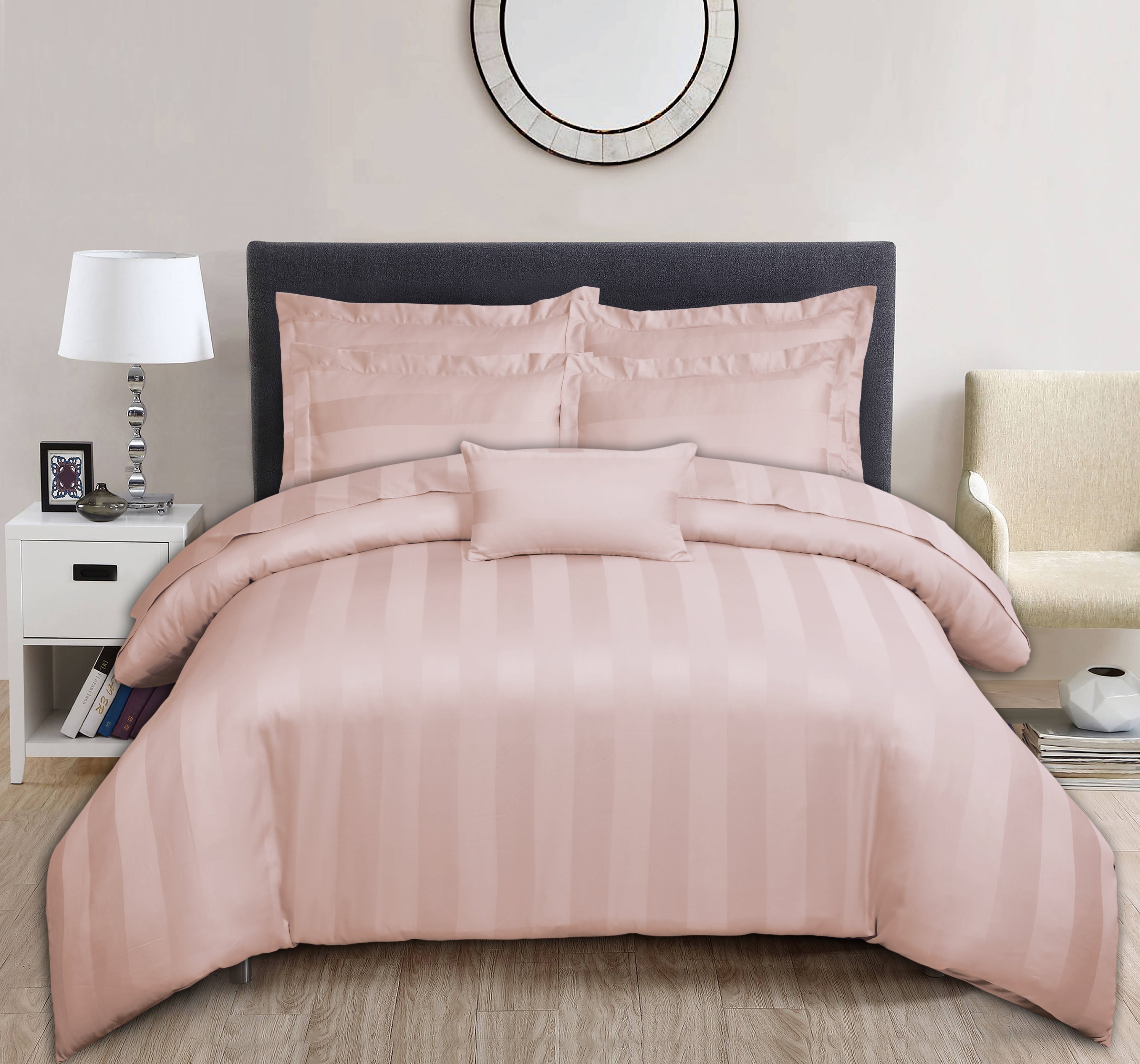 Stripe Satin Bedsheet Set – Pale Pink | Luxurious Bedding