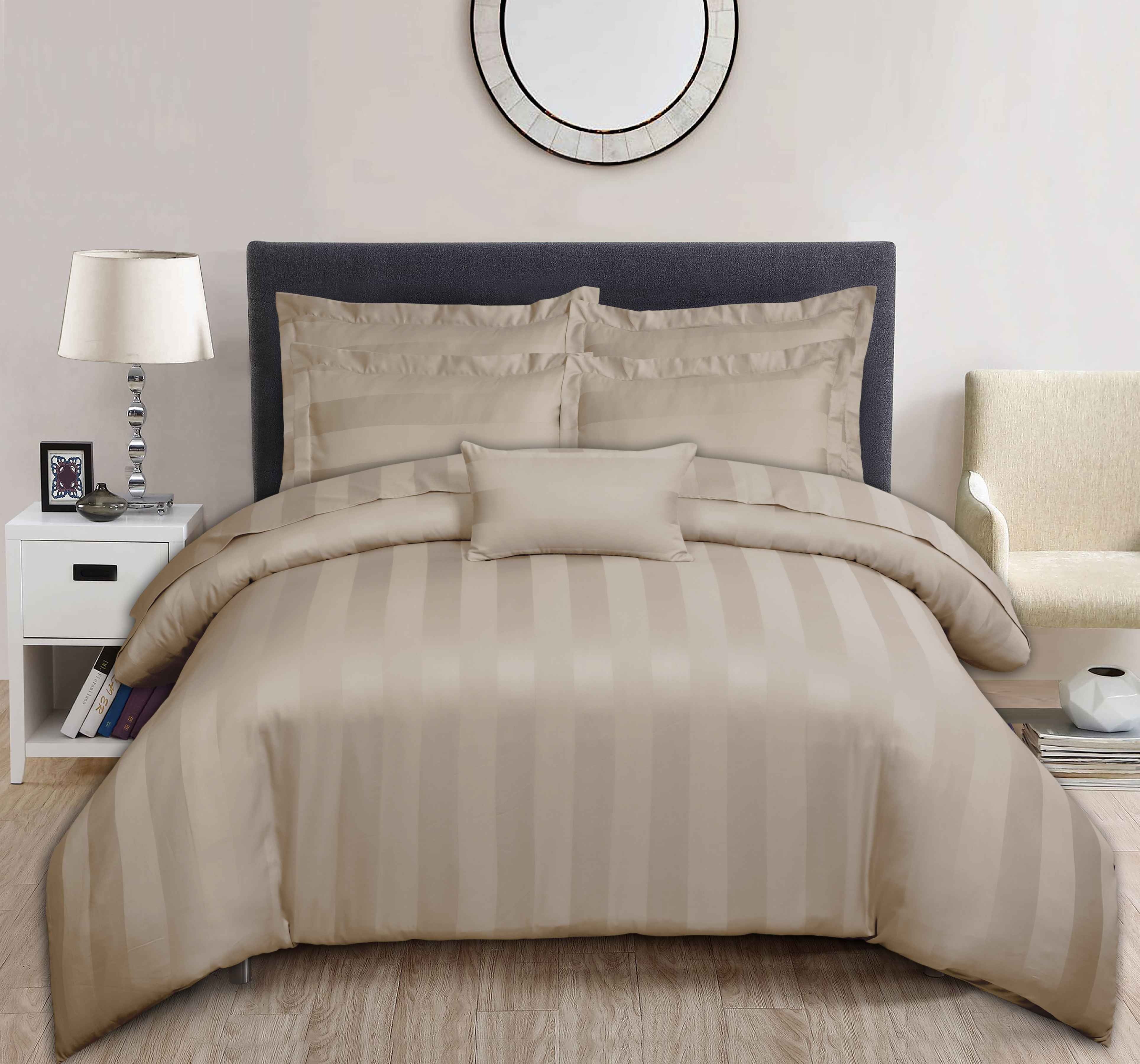Stripe Satin Bedsheet Set – Hazelnut | Luxurious Bedding