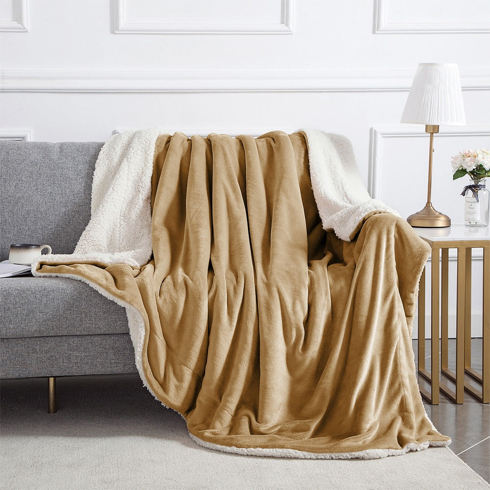 Ultra Soft Reversible Sherpa Throw Blanket – Camel | Luxurious Comfort for Every Home