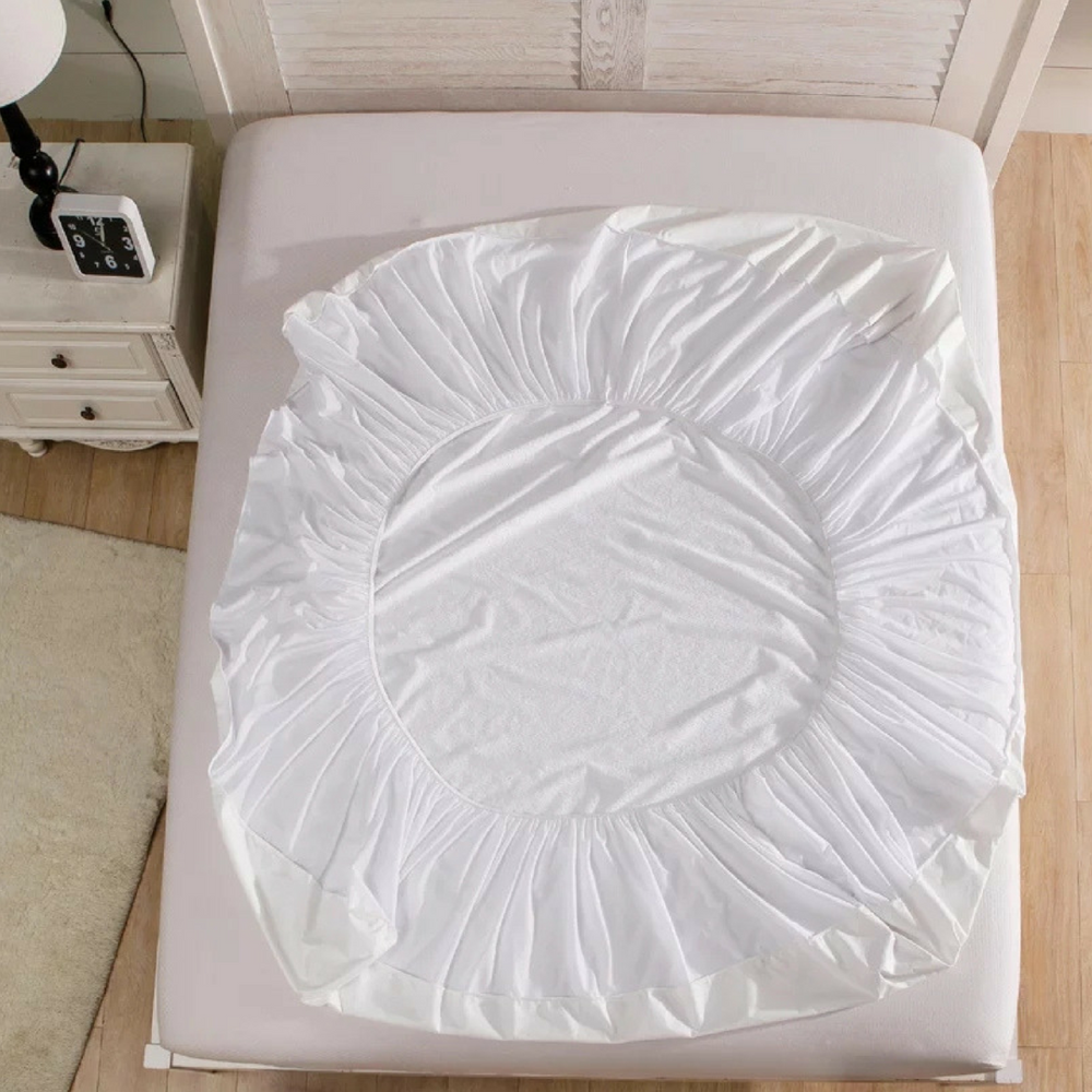 Terry Towel Waterproof Mattress Protector with Elastic Fitting – Red
