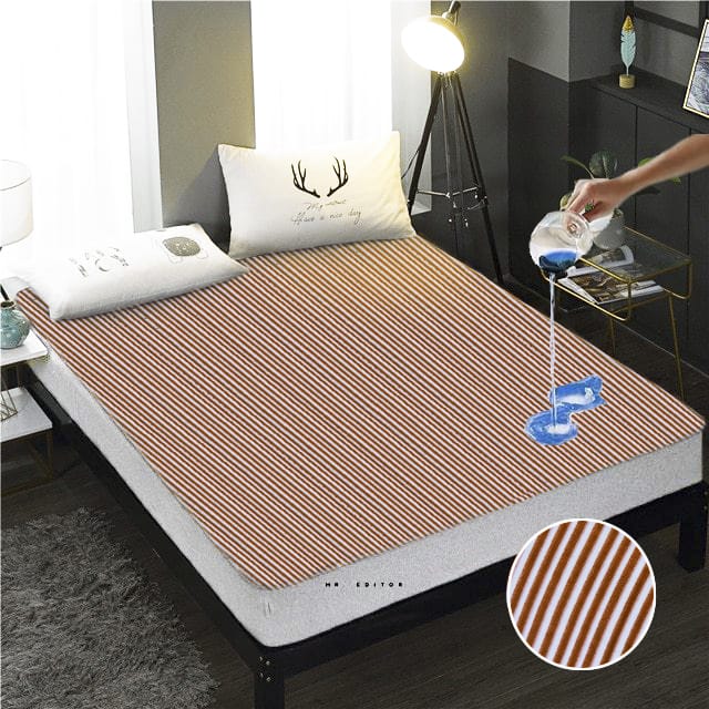 Terry Towel Waterproof Mattress Protector With Elastic Fitting – Brown