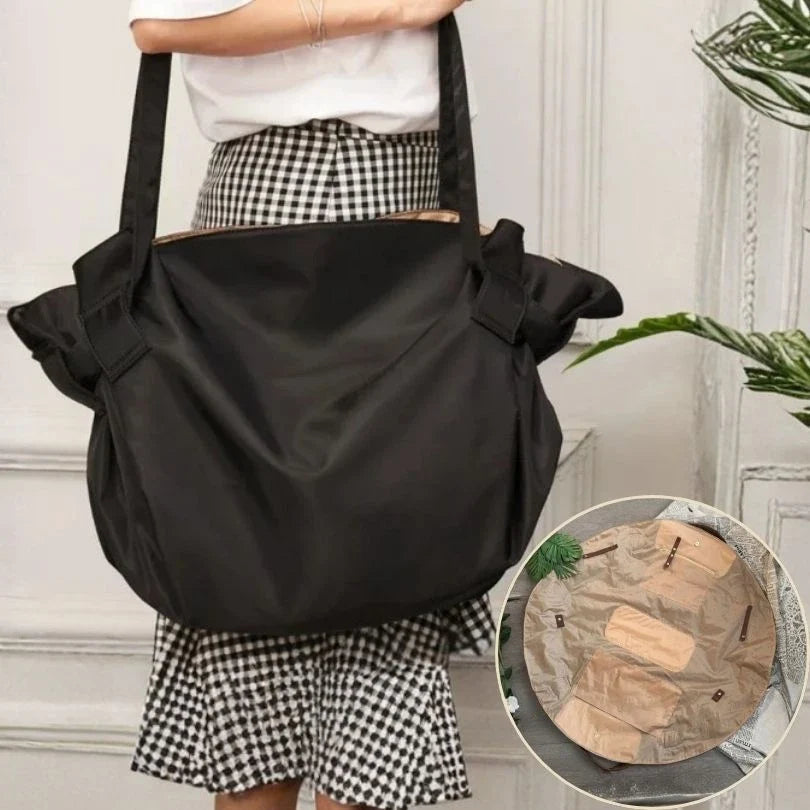 Fully Opening Canvas Shoulder Bag