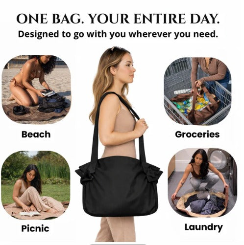 Fully Opening Canvas Shoulder Bag