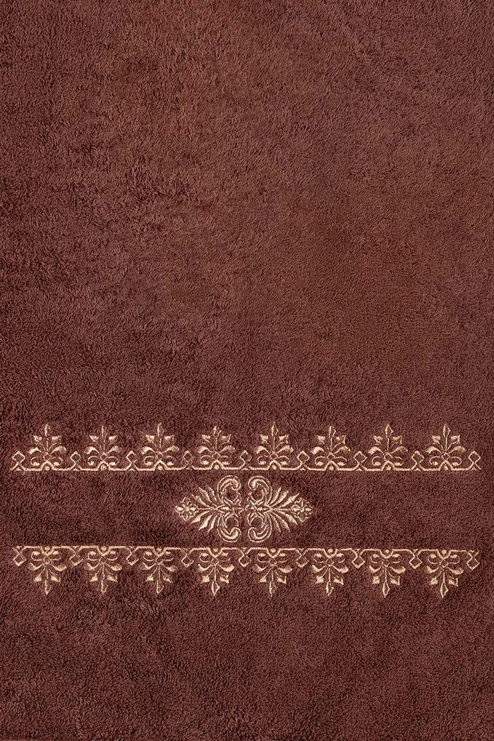 Brown 3-Piece Combed Embroidered Towel Set