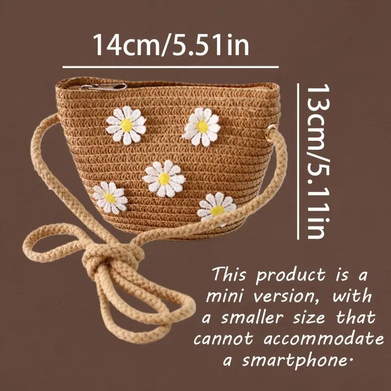 Daisy Darling - So Cute Handwoven Straw Crossbody Bag (Mini Edition)