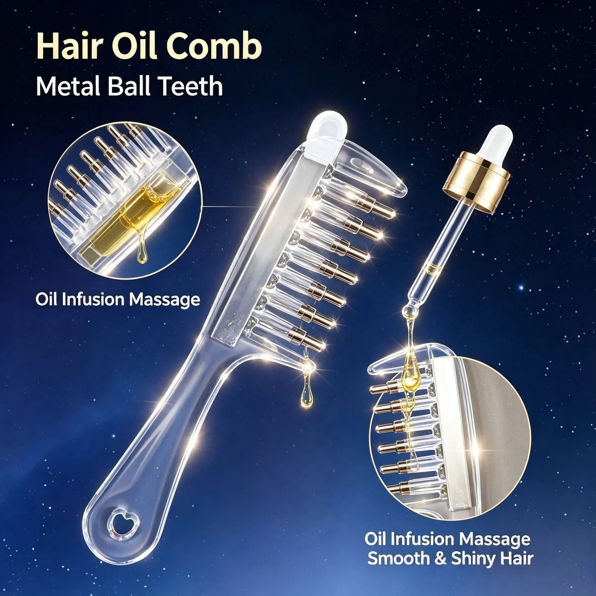 2-in-1 Hair Oil Applicator Comb with Roller Ball – Large Capacity Scalp Massager for Faster & Mess-Free Hair Oiling