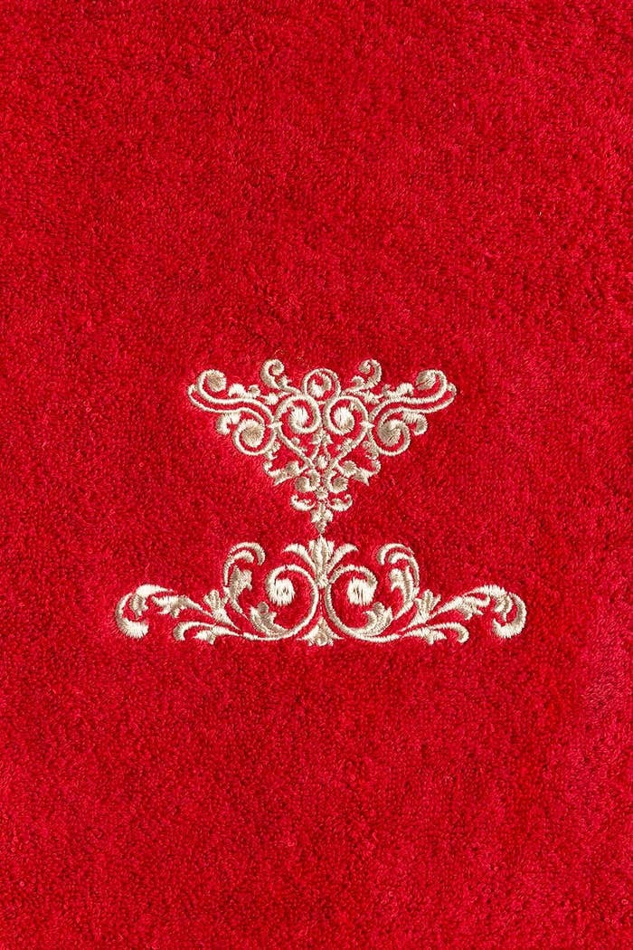 Red 3-Piece Combed Embroidered Towel Set